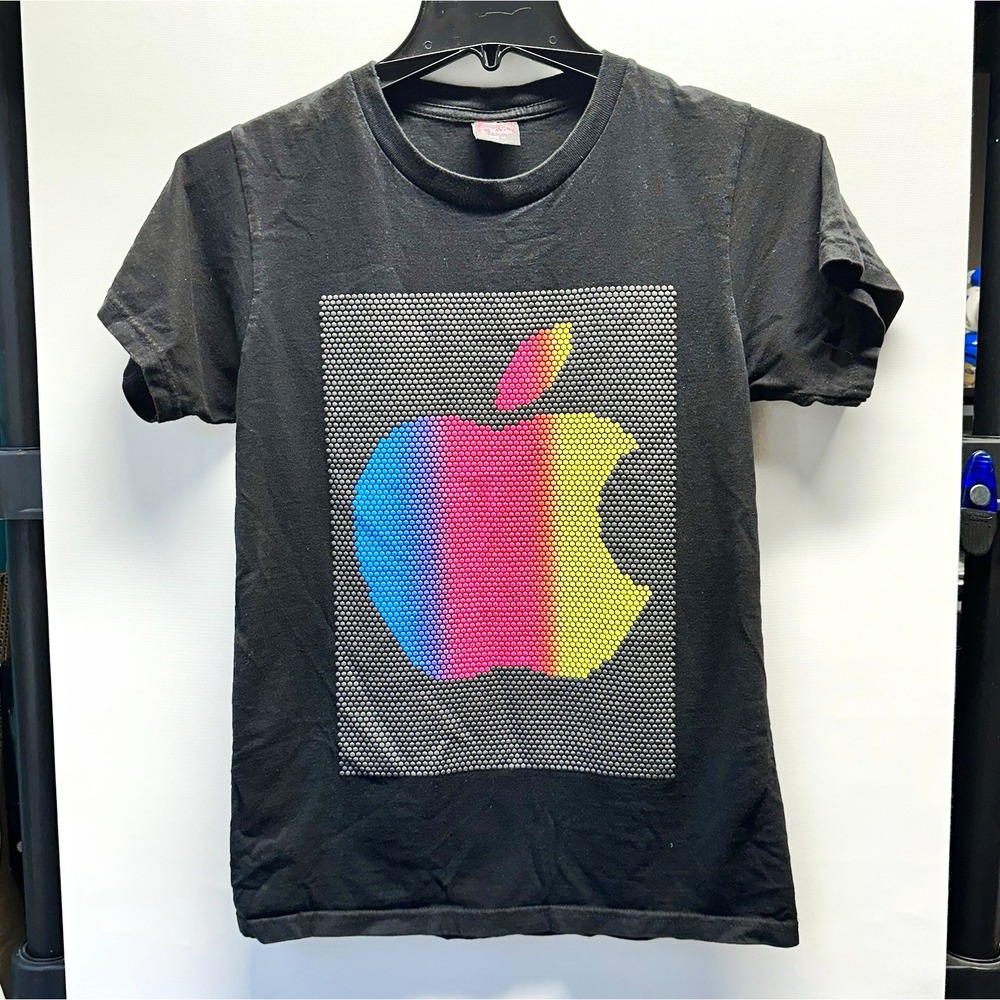 Vtg The Phantom Apple Logo 3D Rubber Dot Graphic Tee (Sz M See info) Y2K Rare